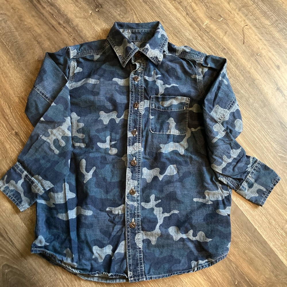 Kids Lands End Camouflage Button Down
